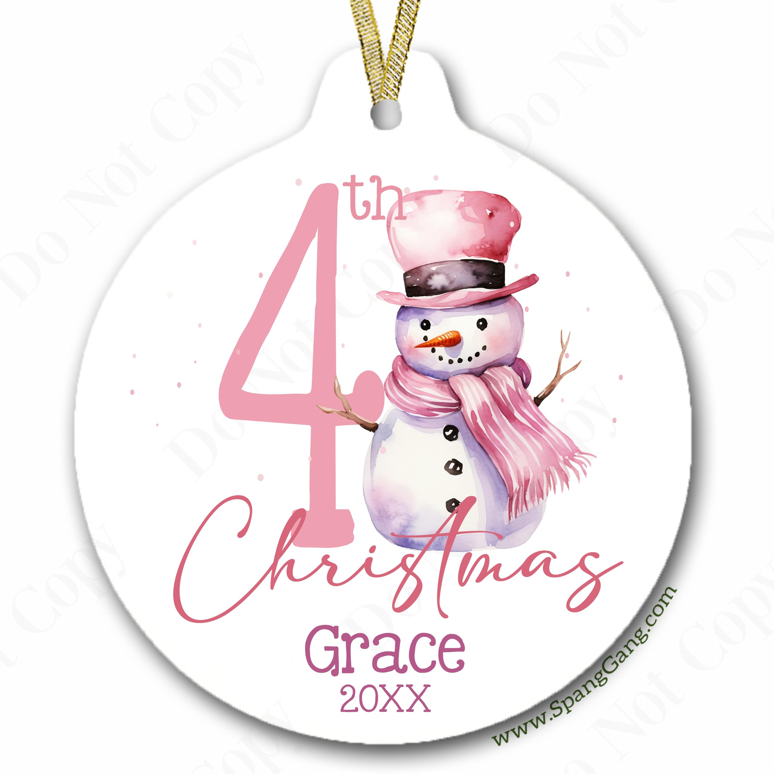 Blue Snowman Ornament 3 inch porcelain with colored ribbon