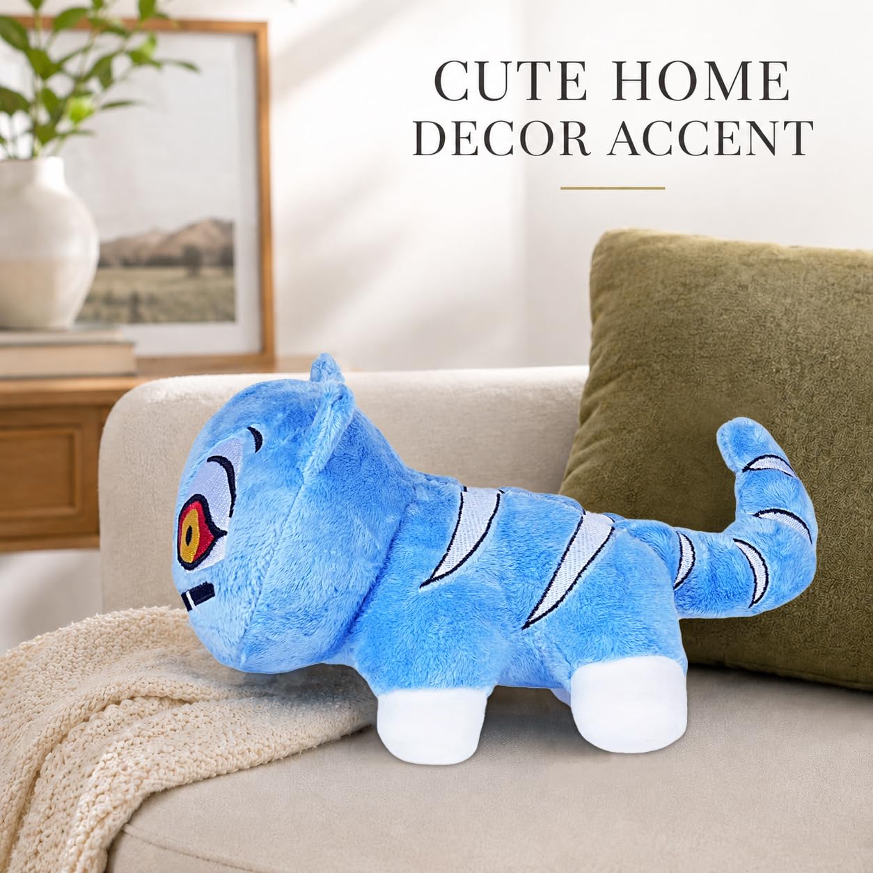 Blue tiger plush toy suitable for kids and adults