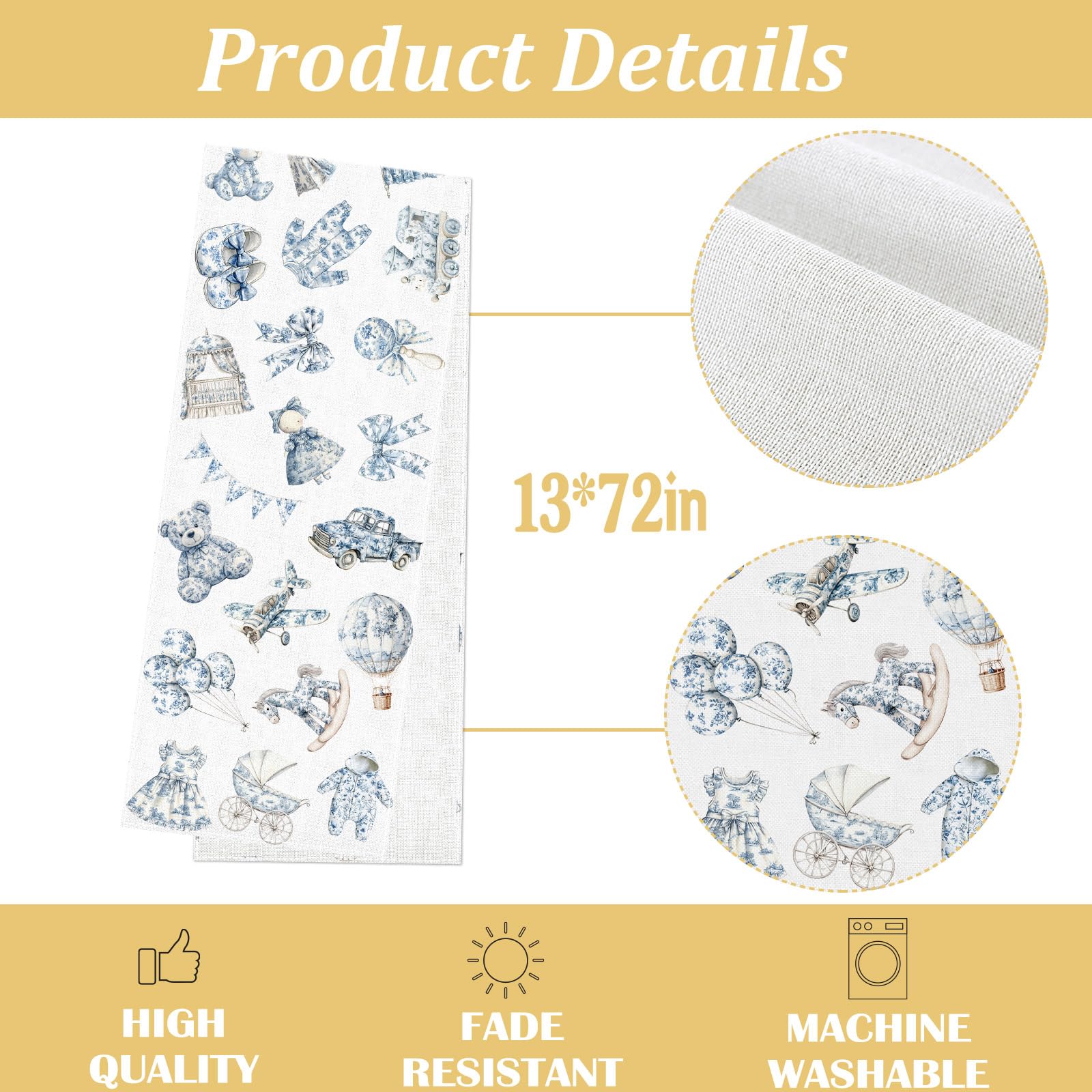 Polyester linen-like table runner sturdy reusable no fading