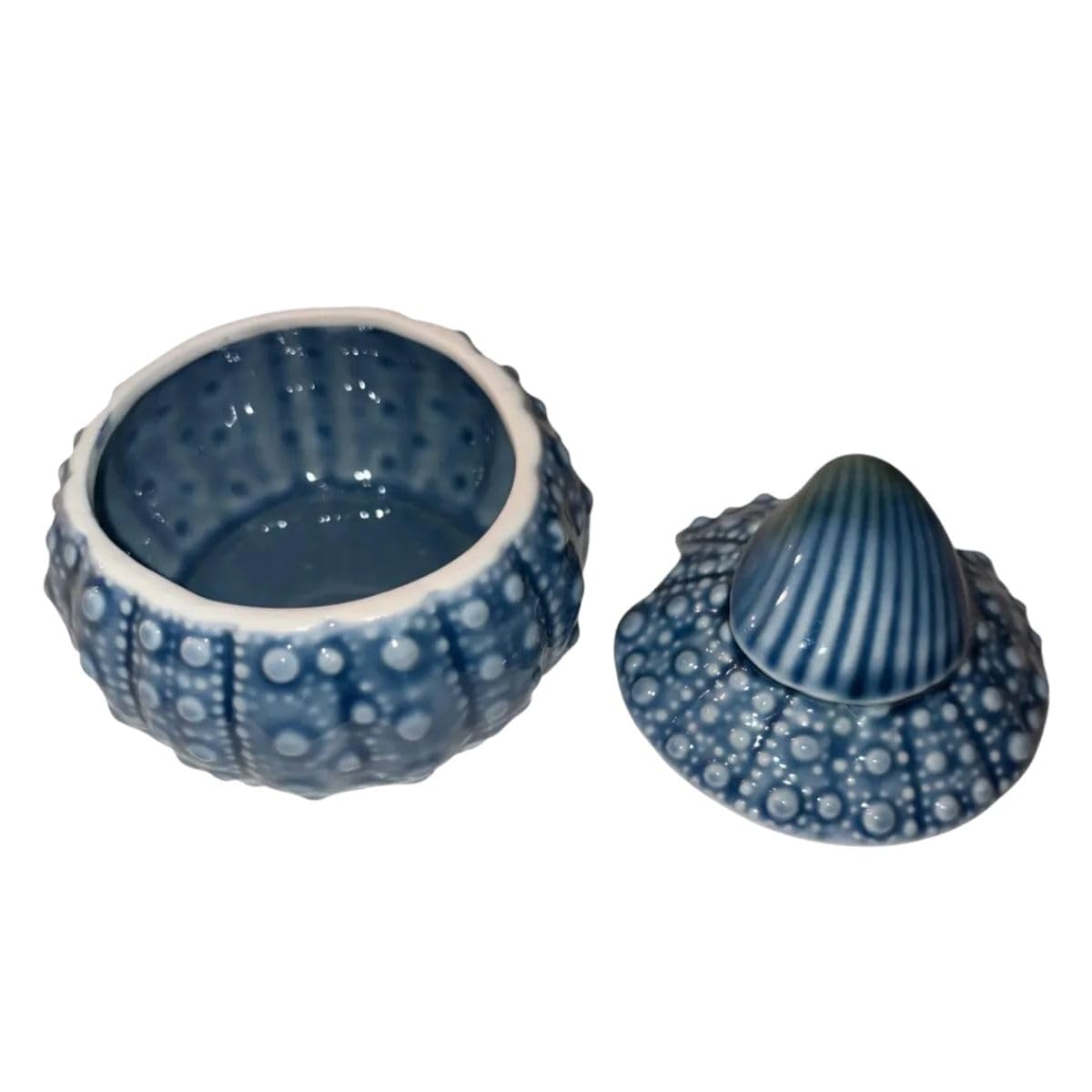 Hand-painted sea urchin creamer closeup Blue Sky Clayworks