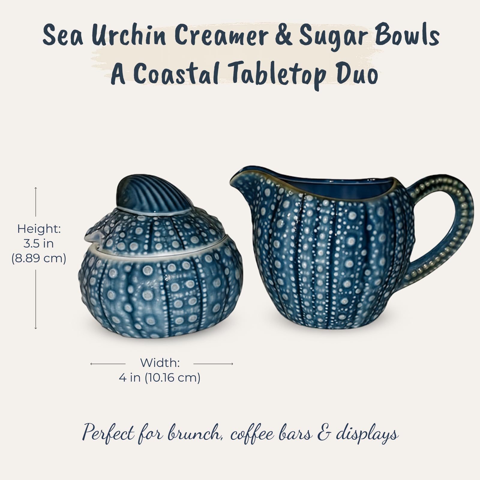 Hand-painted sea urchin sugar bowl Blue Sky Clayworks