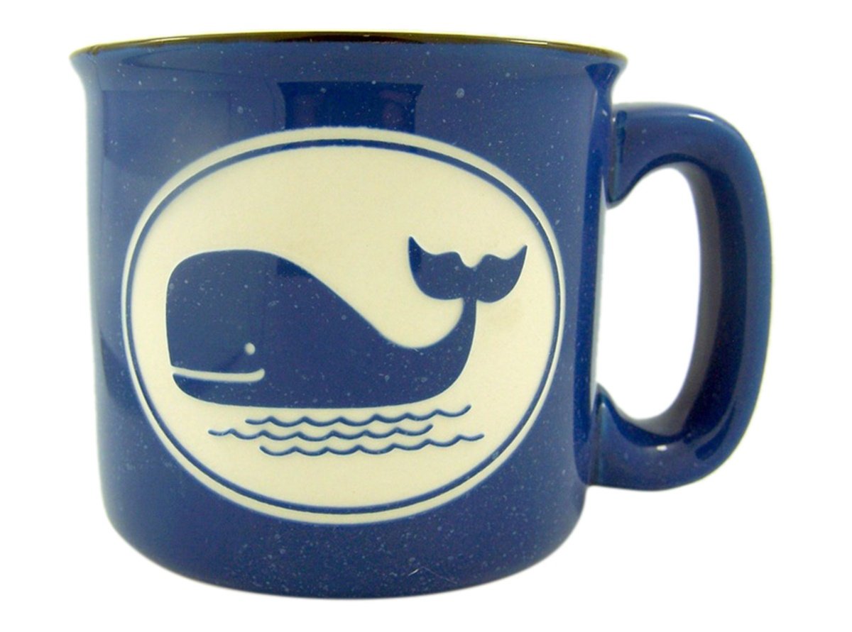 Blue Whale ceramic mug 16 oz stoneware engraving