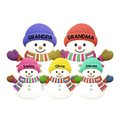 BLUECATUS Christmas Grandma Grandpa And Grandkids Snowman Together light box front view with customizable names