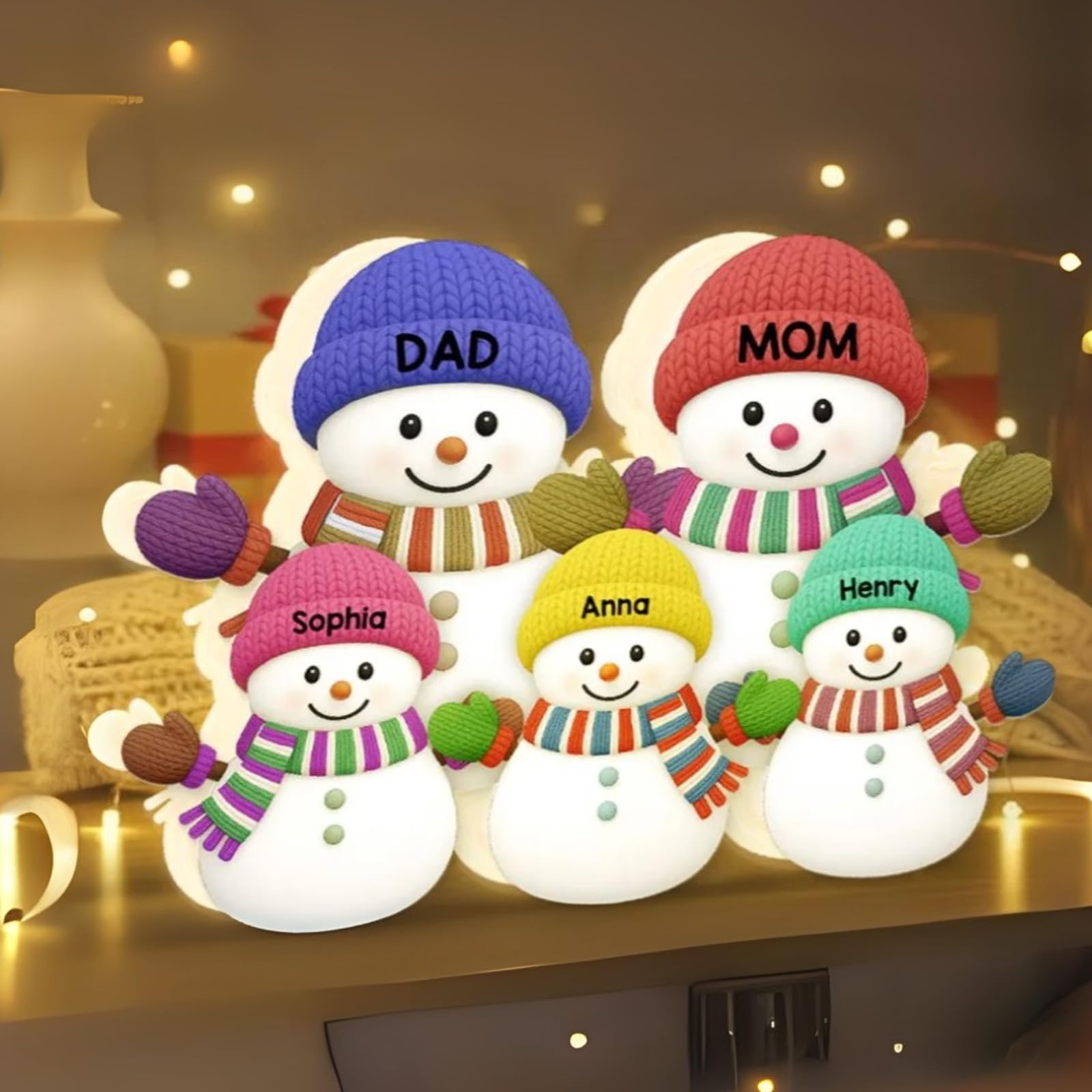 Christmas family decor featuring grandparents and grandchildren snowman light box