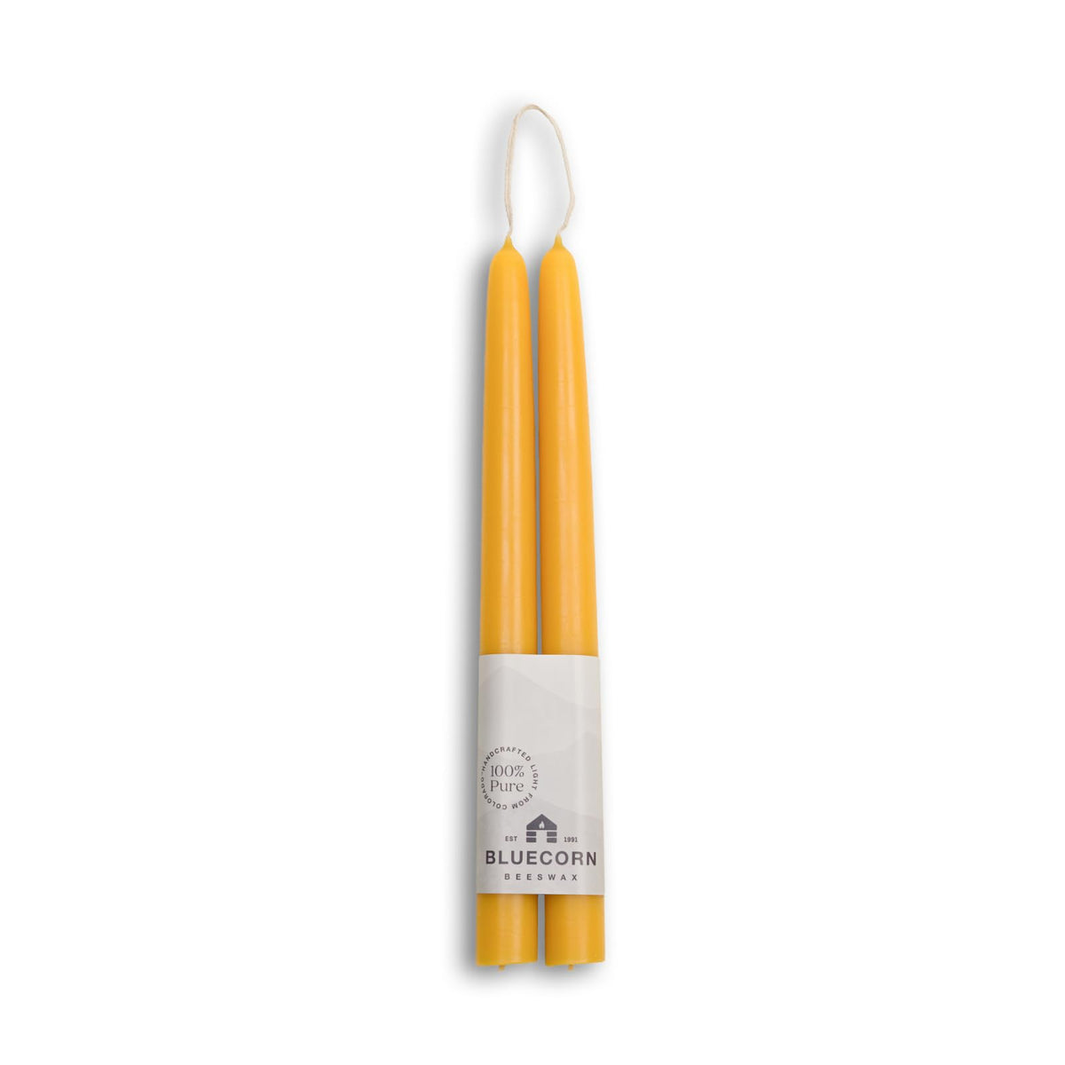 Bluecorn Beeswax Taper Candles 10 inch raw yellow for candlesticks