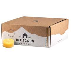 Bluecorn Beeswax Tea Light Candles in Clear Cups