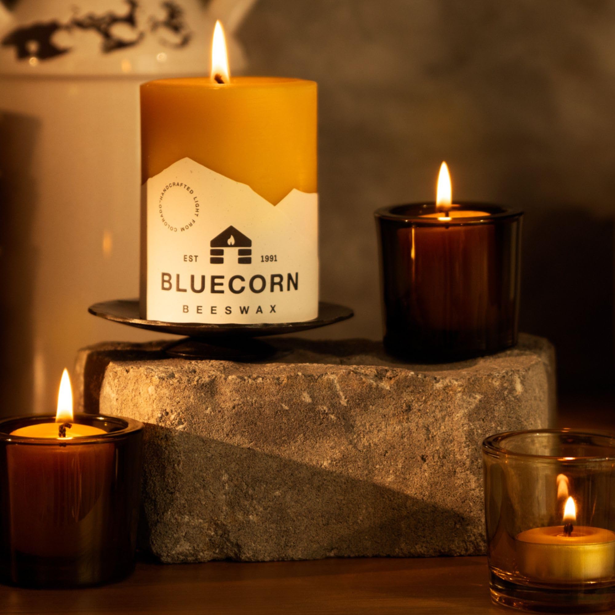 Natural beeswax votives designed to liquefy evenly in holders
