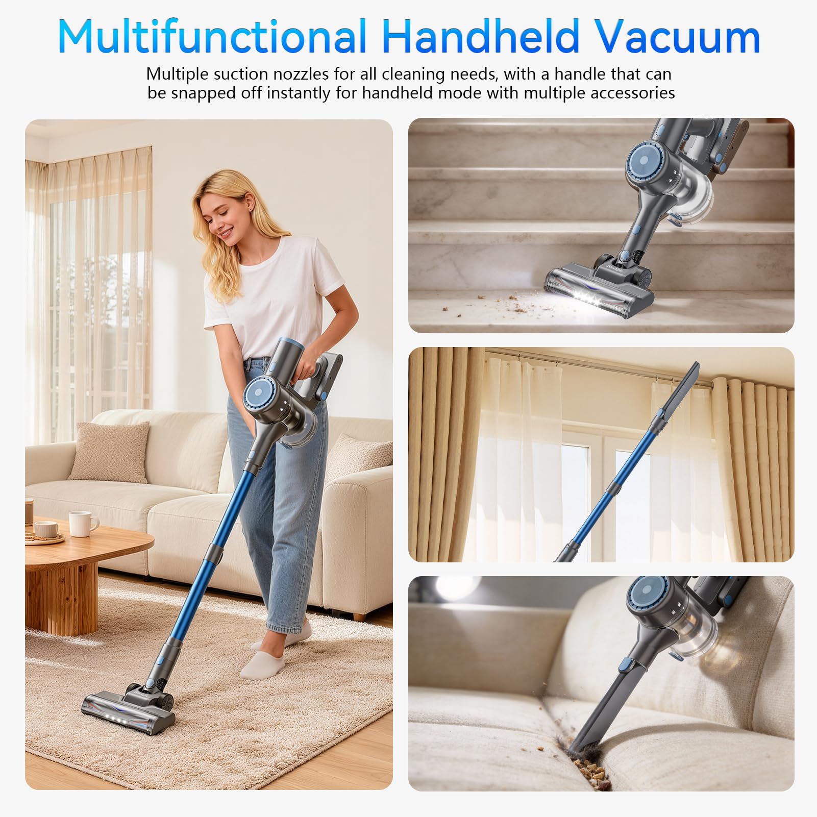 BlueEpic cordless vacuum runtime up to 45 minutes on low