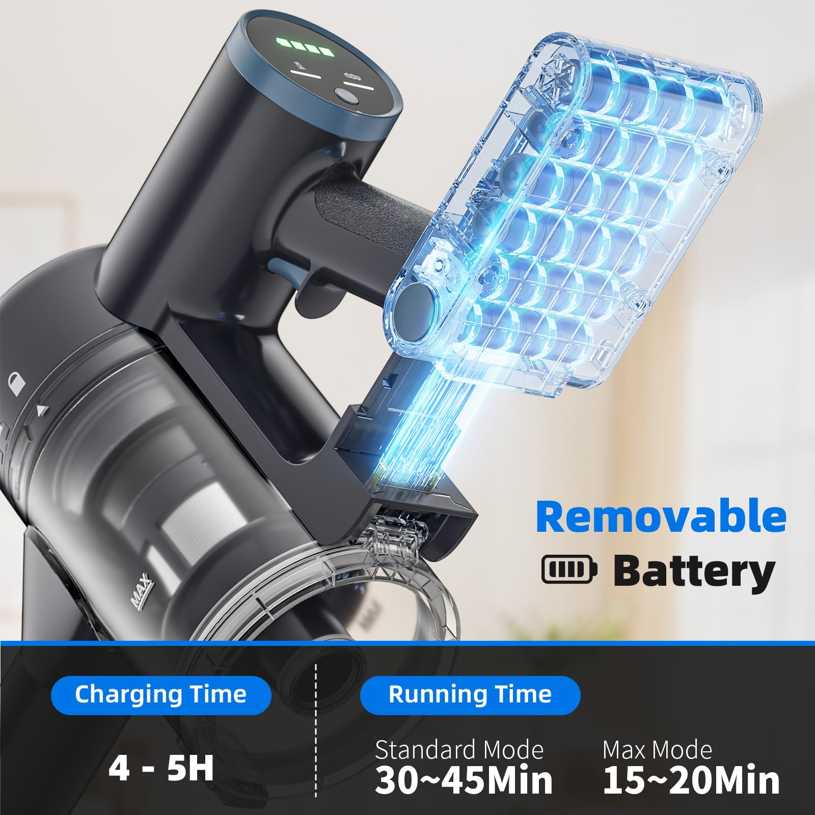 BlueEpic cordless vacuum cleaner 300W power graphic