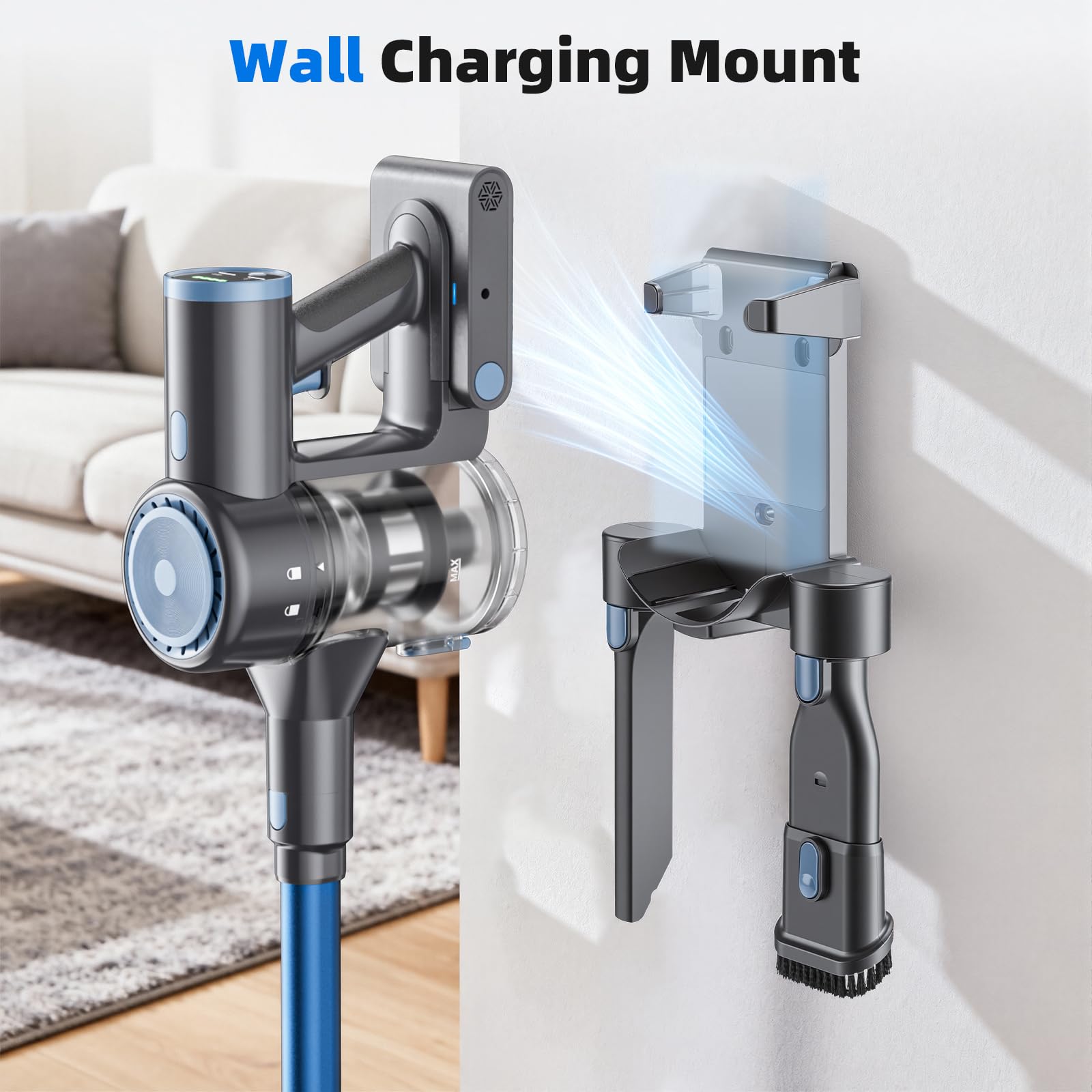 BlueEpic cordless vacuum 1.5L dust cup and filter close-up