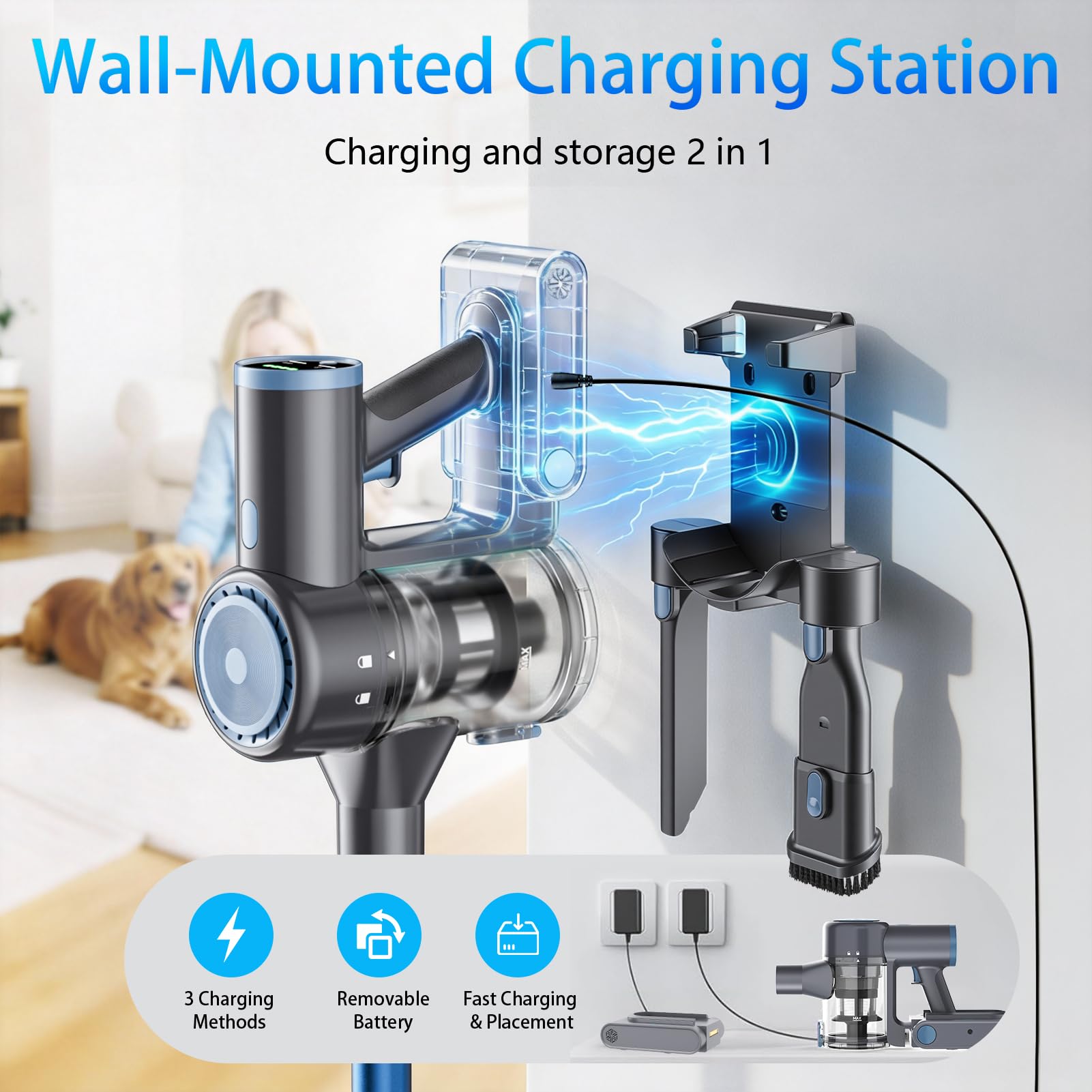 BlueEpic lightweight handheld vacuum for pet hair and floors