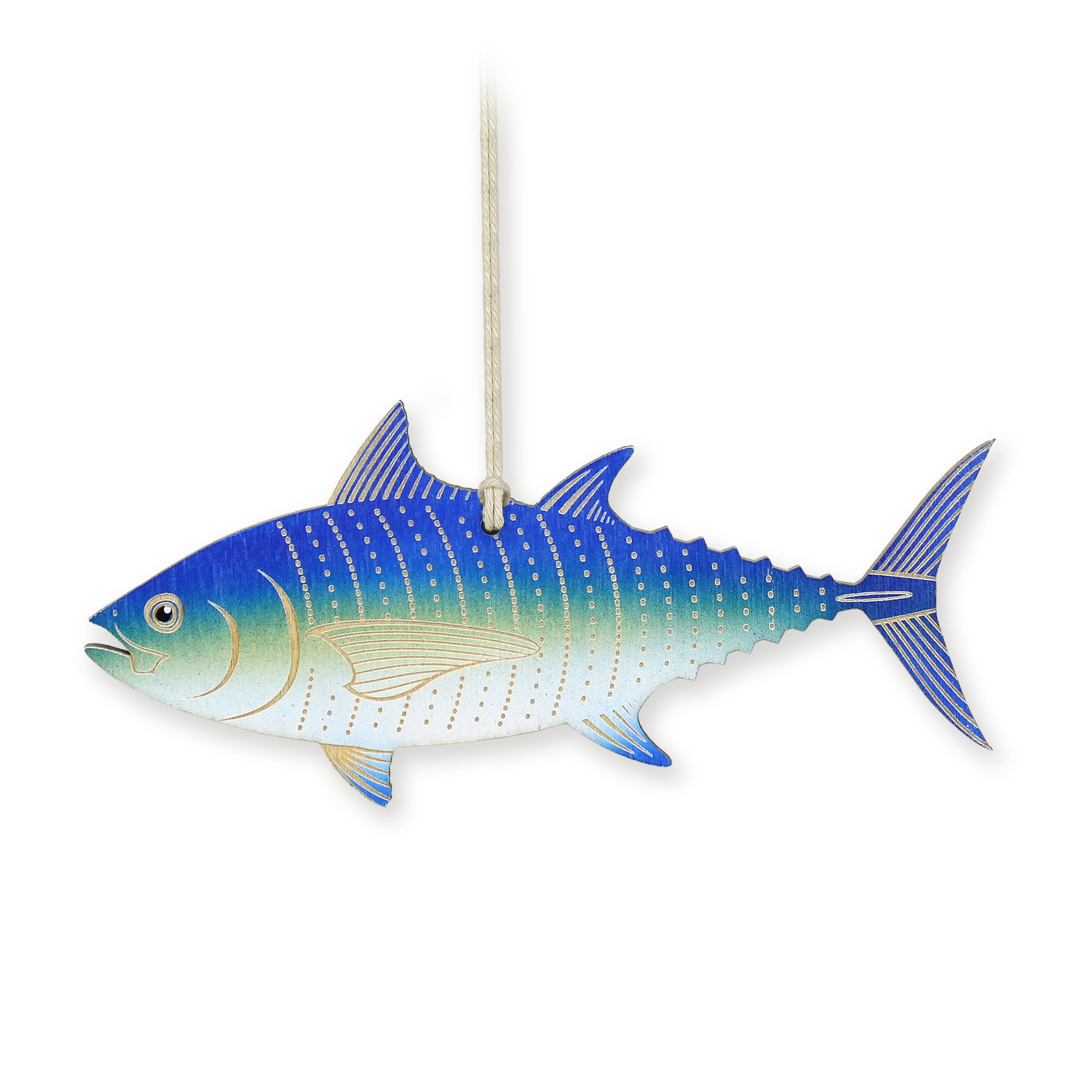Bluefin Tuna Christmas Ornament on birch wood