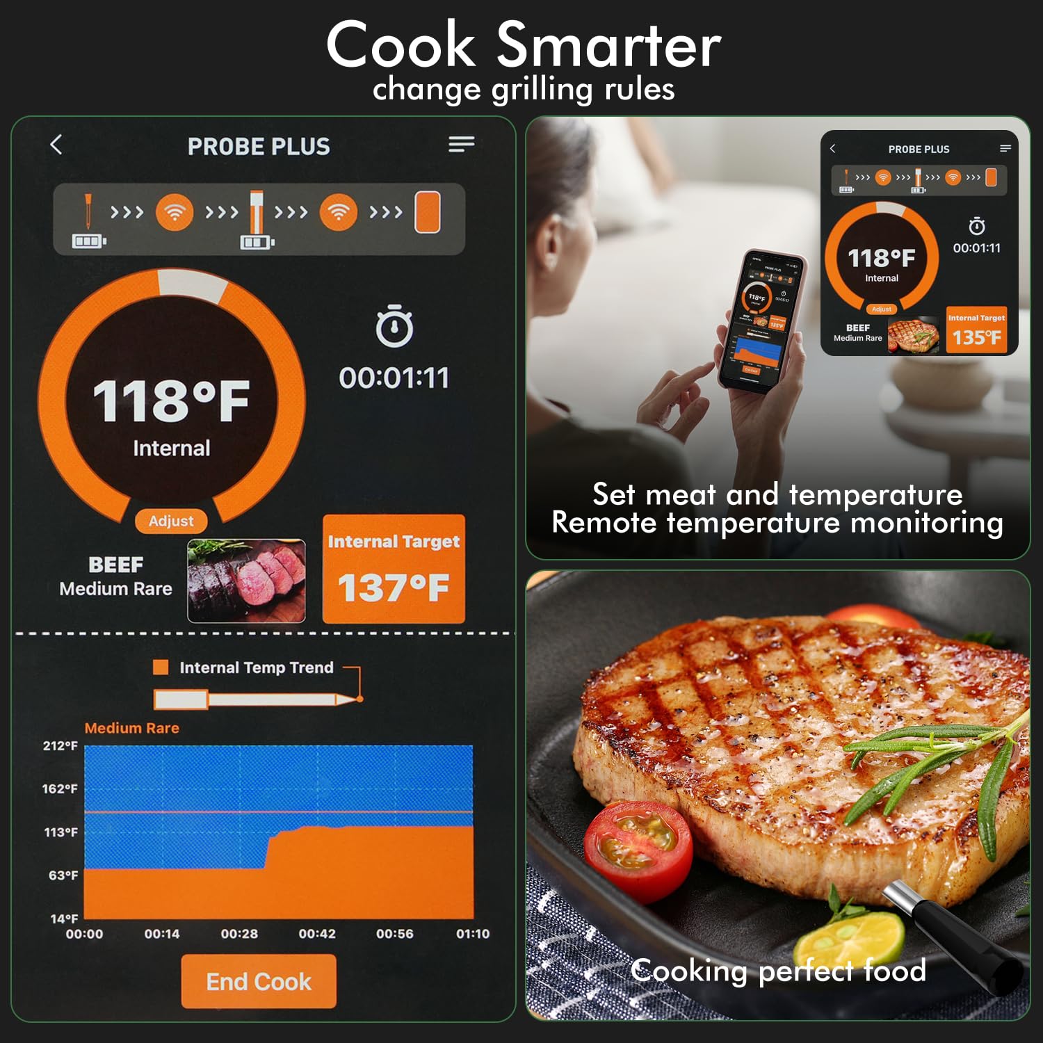bluetooth food thermometer compatible with ios android