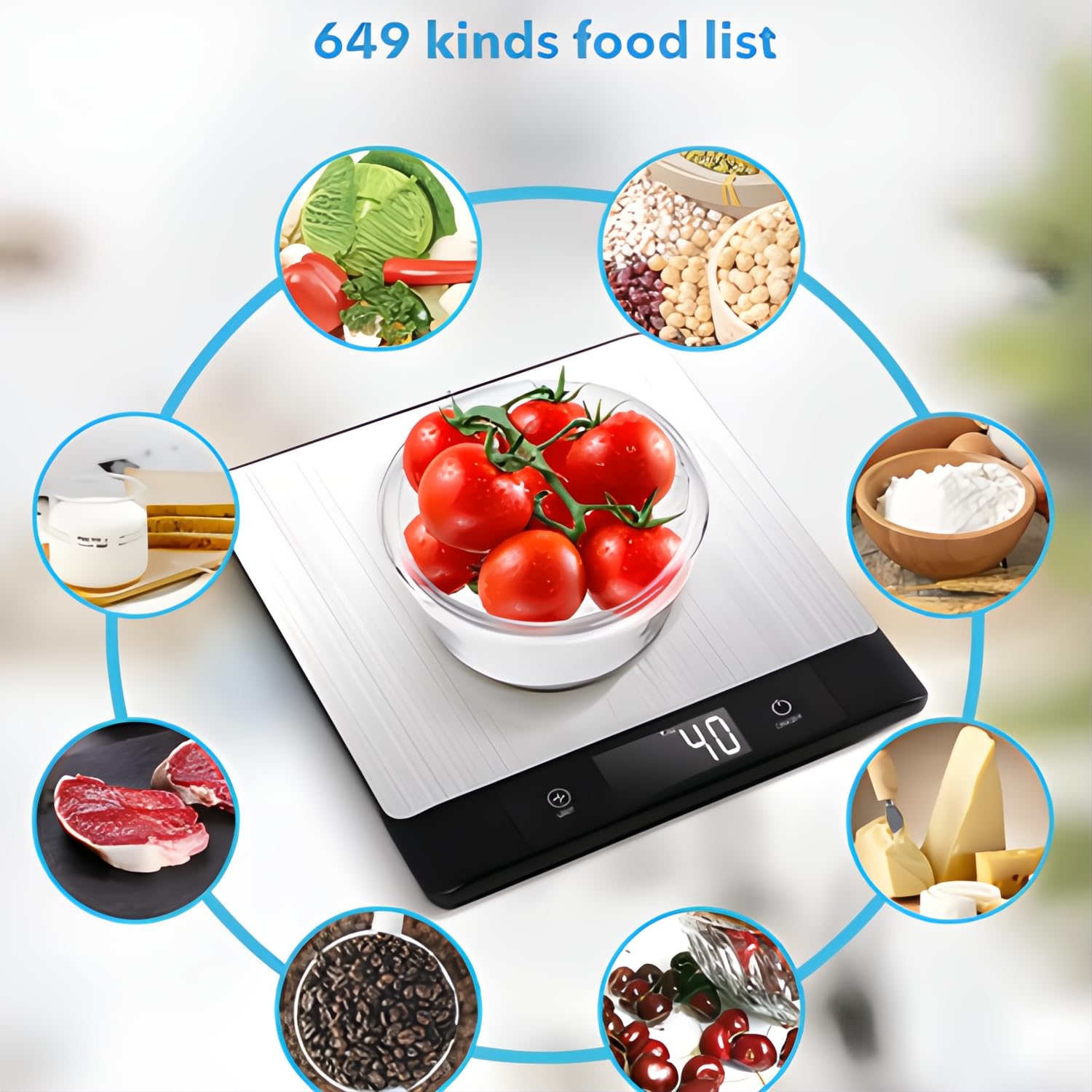 Scale showing Bluetooth connectivity for nutrition tracking