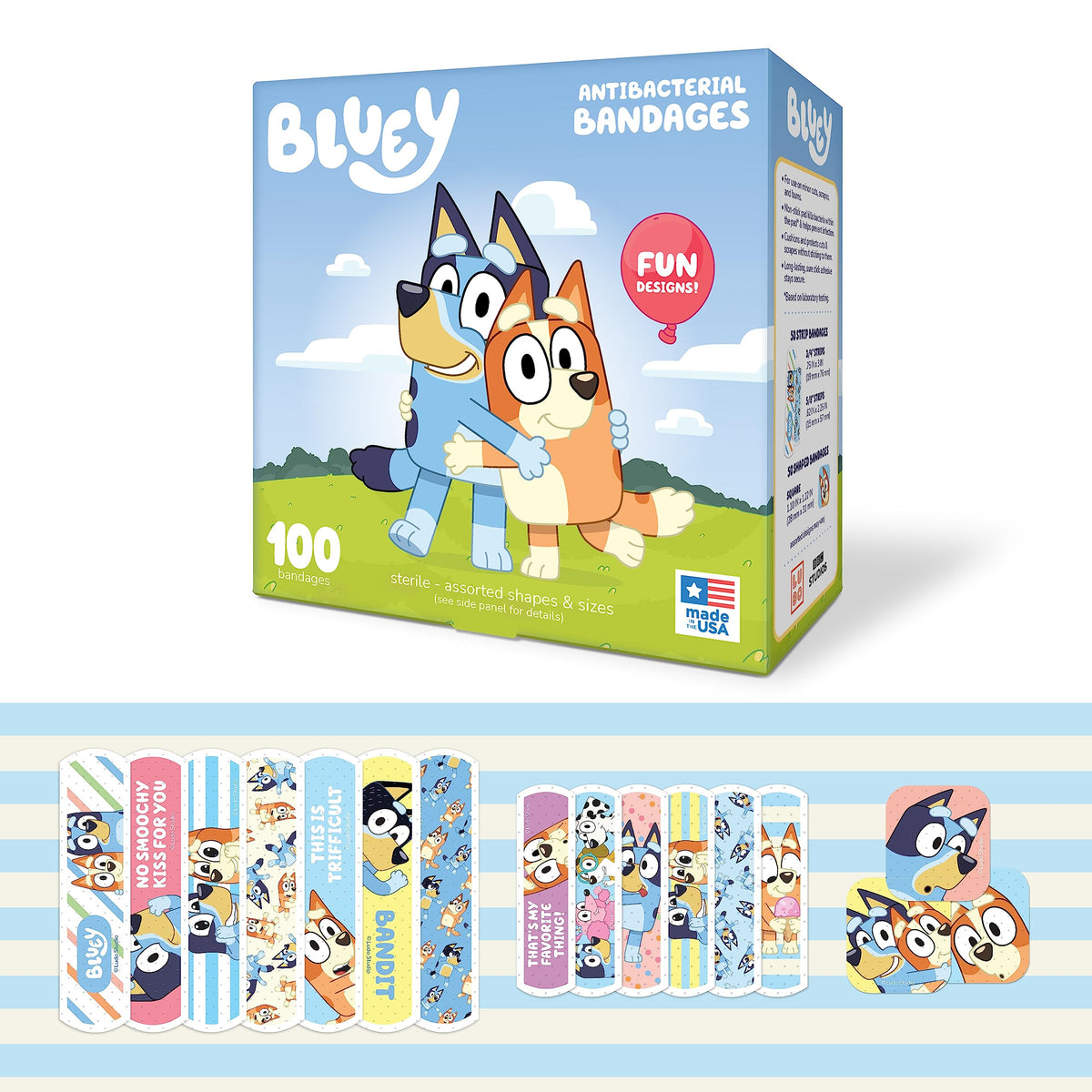 Bluey kids adhesive bandages box packaging