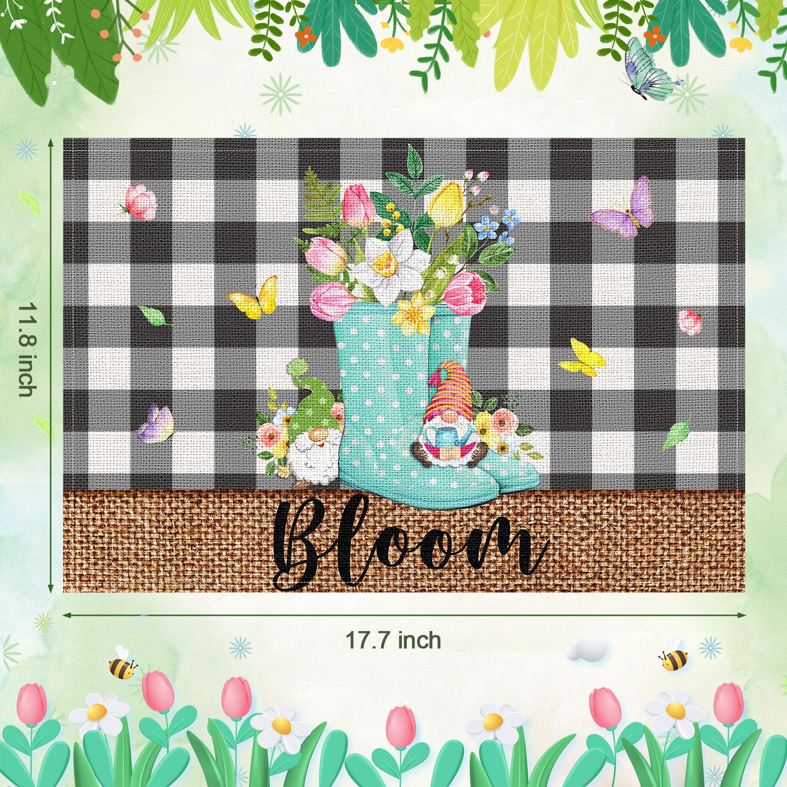 Buffalo plaid linen placemats for spring dining