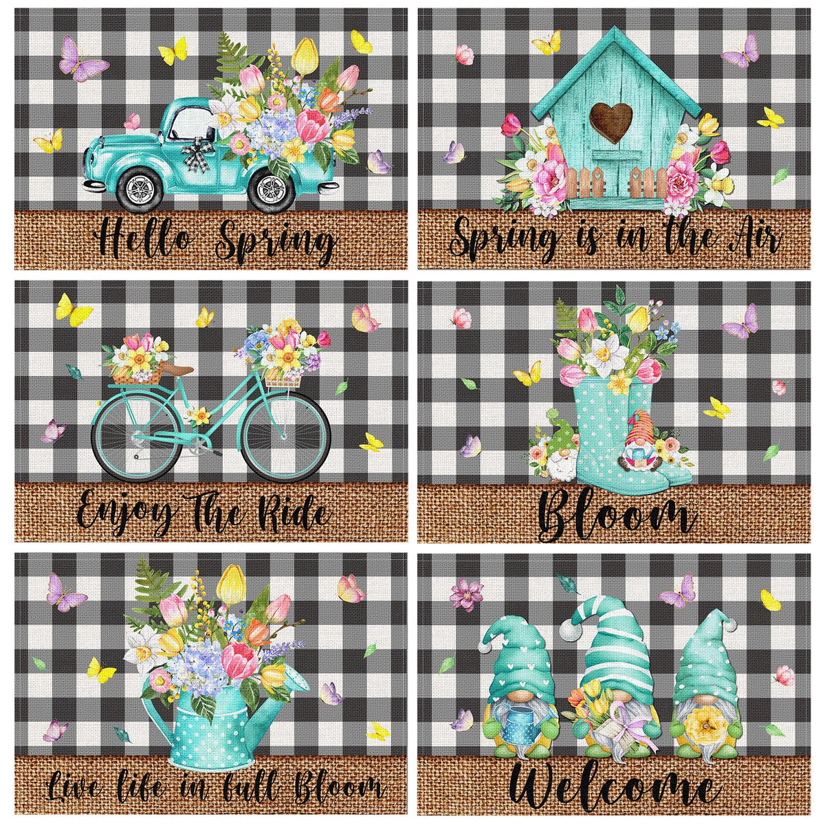 Blulu 6 piece Hello Spring placemats set