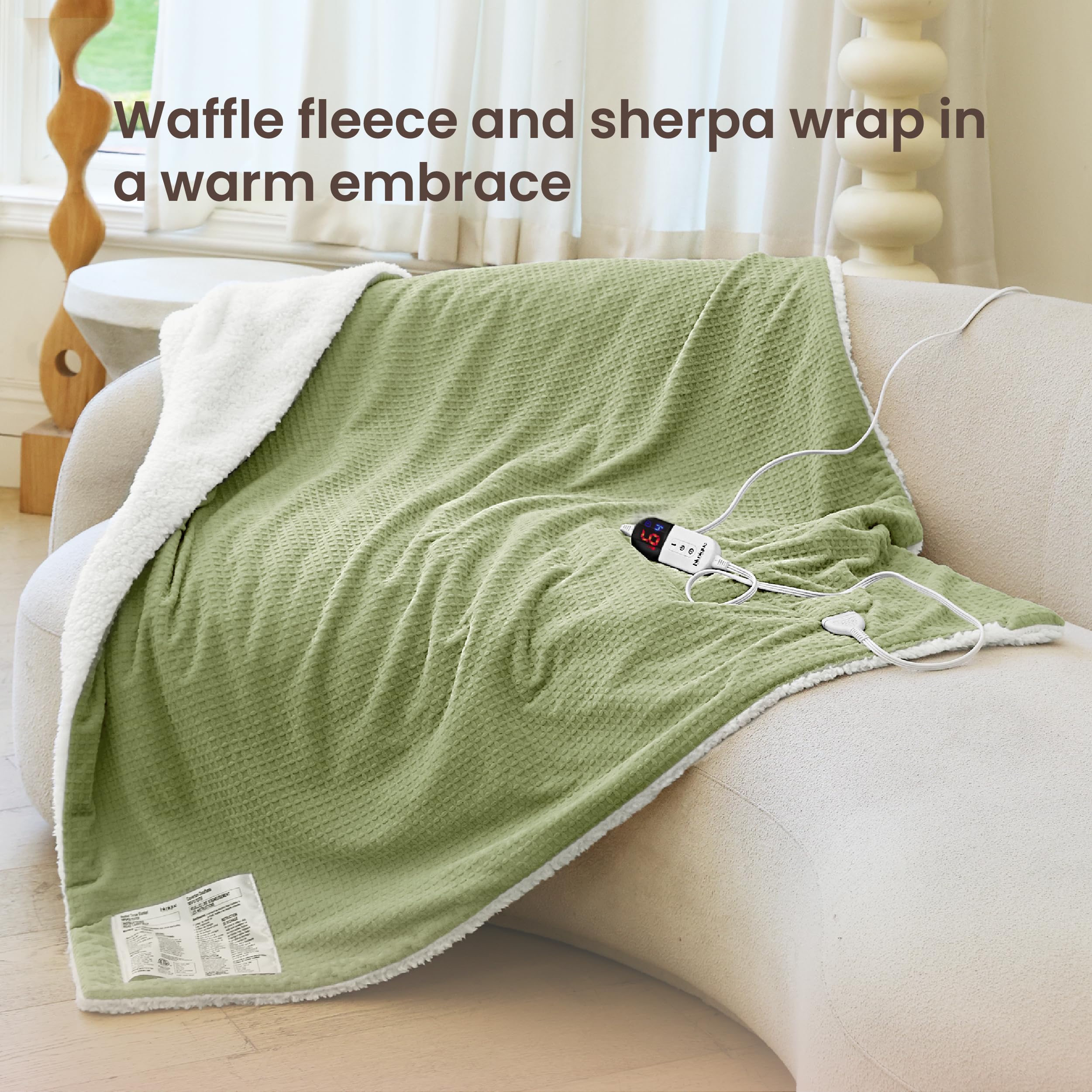 50x60 inch Sage Throw heated blanket