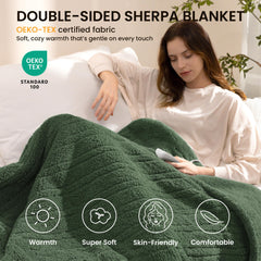 blunique electric blanket throw green 50x60 inches