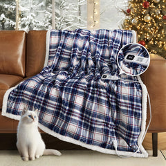 blunique heated blanket electric throw tartan plaid