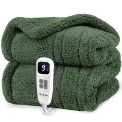 blunique heated blanket throw double sided sherpa