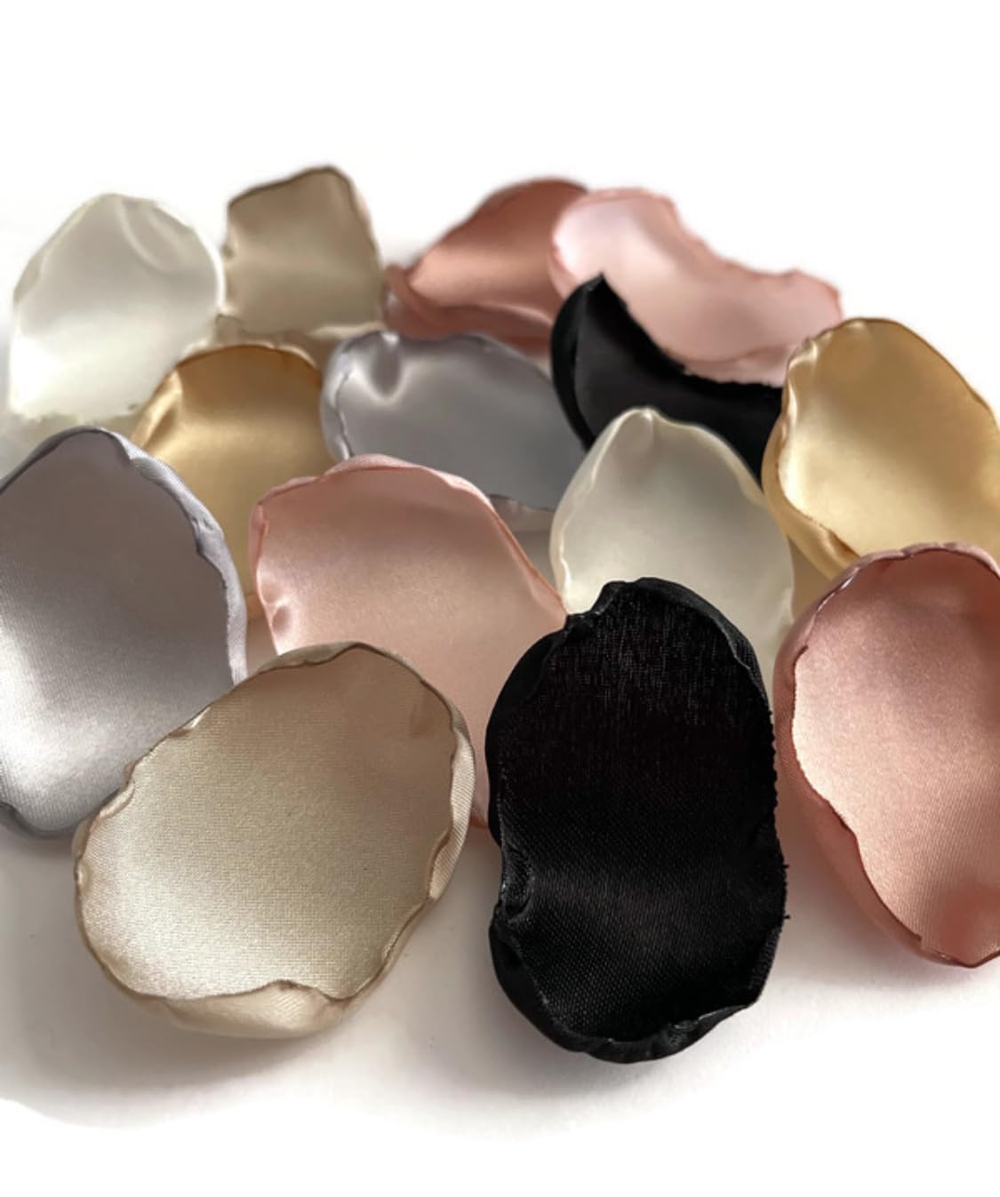 Blush pink silver ivory champagne black gold and rose gold petals
