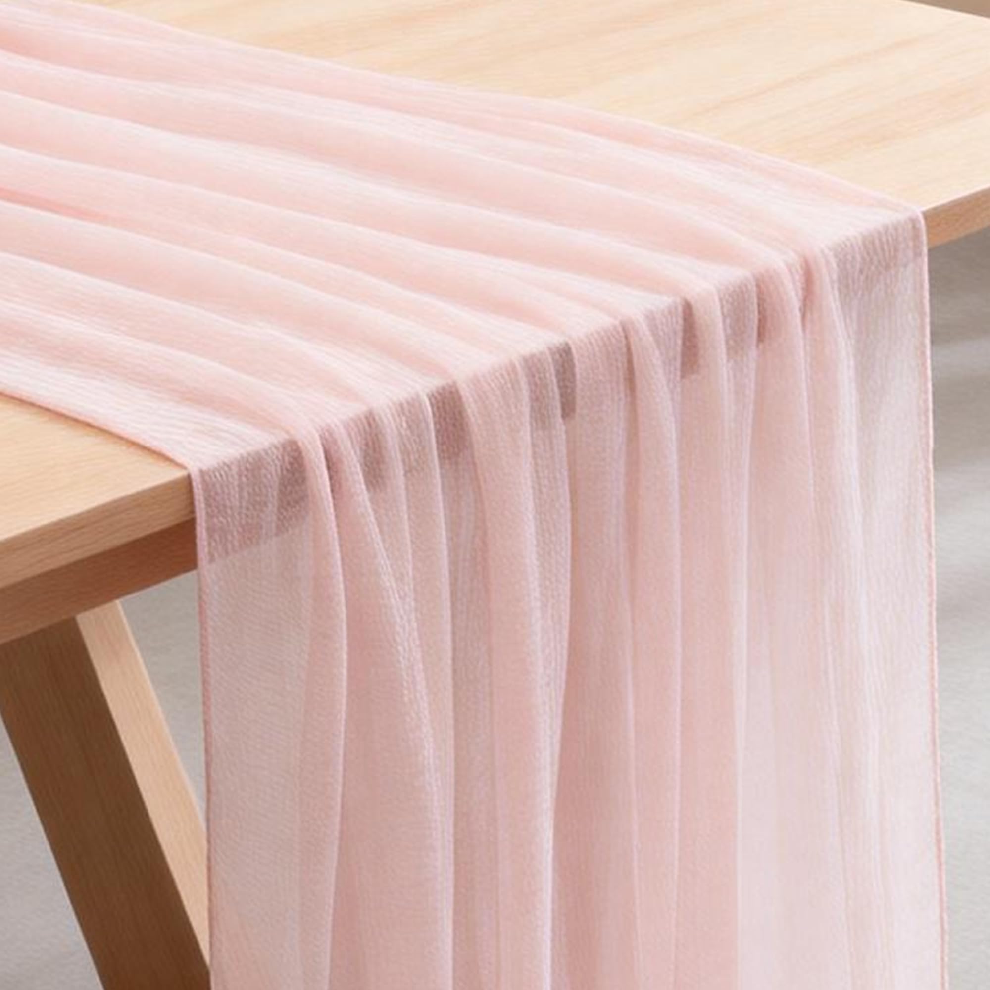 Blush rustic gauze table runner 120 inch length for events