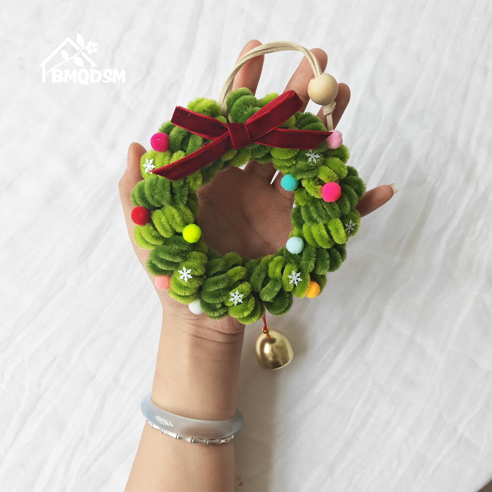 Woven chenille stems give handmade look