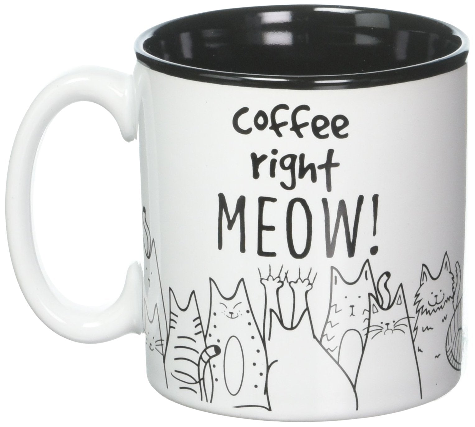 Cat decal with Coffee Right Meow message on mug