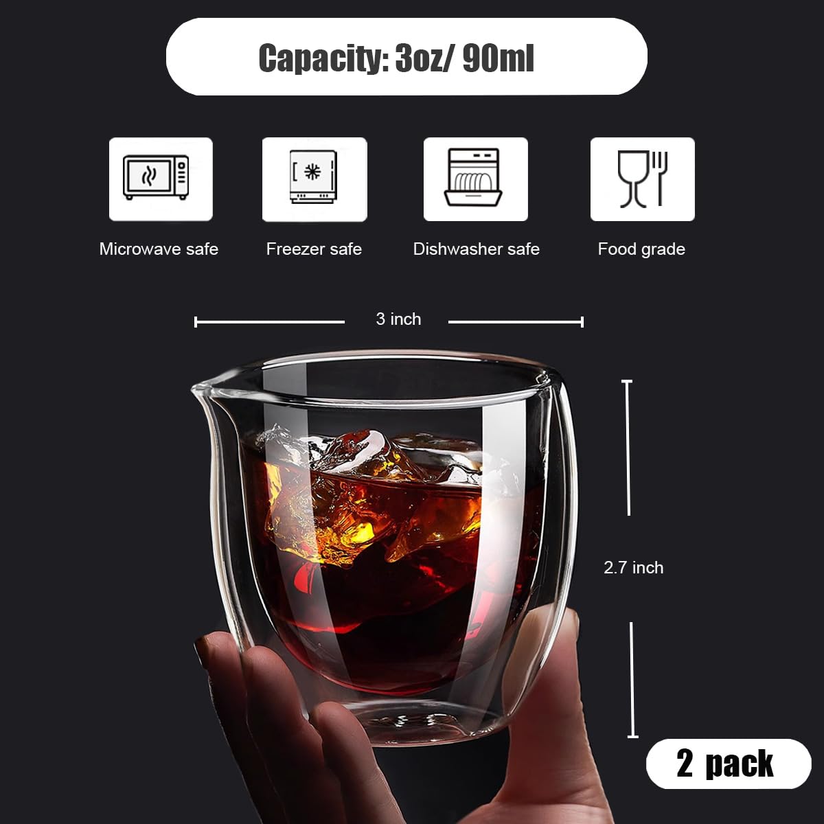 BNUNWISH microwave safe espresso cup borosilicate