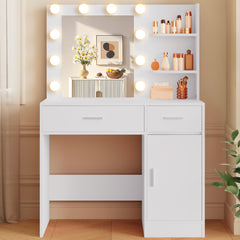 Boahaus LIVELYGLOW vanity desk white with mirror