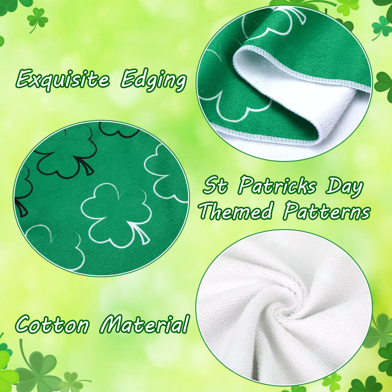 BOARDFEB St Patricks Day kitchen towels four pack green clover