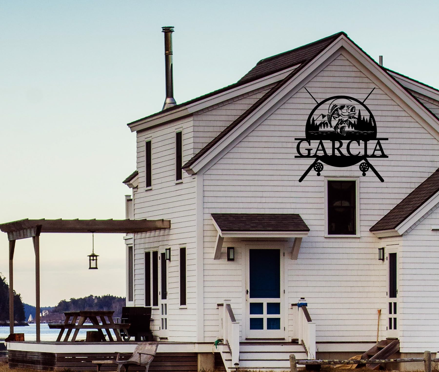 Boat house signs customized for lakeside dock