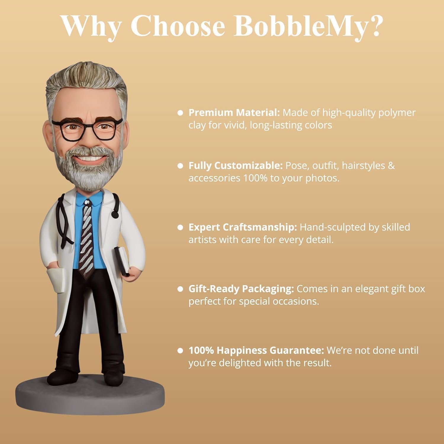 Gift-ready bobblehead with box and card