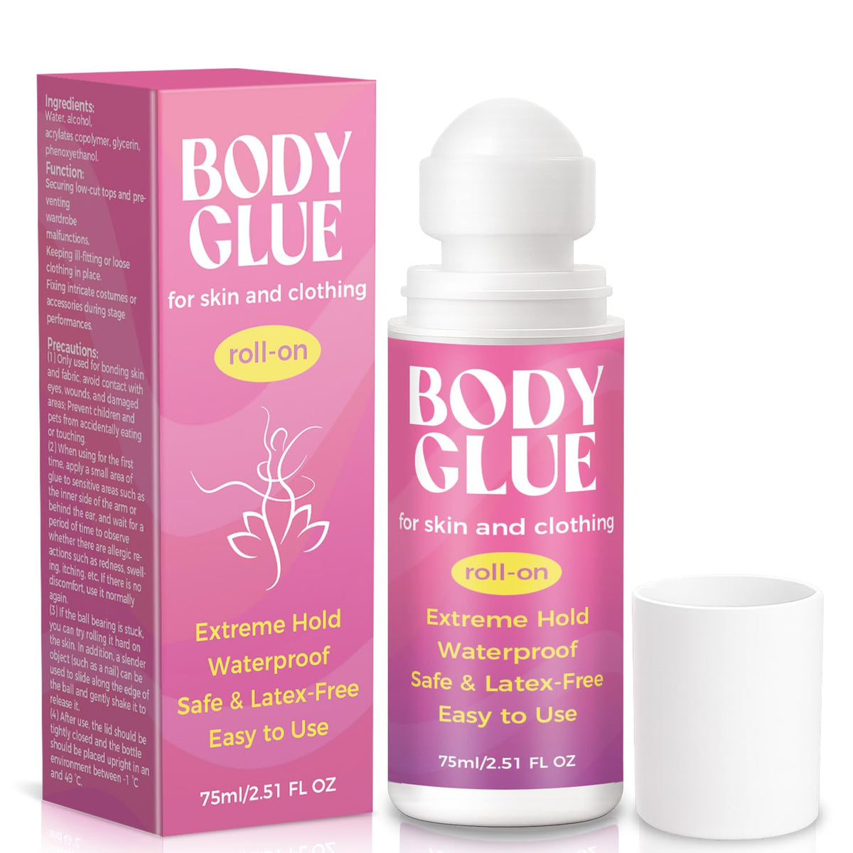 Body Glue for Clothes & Skin roll-on bottle 75ml