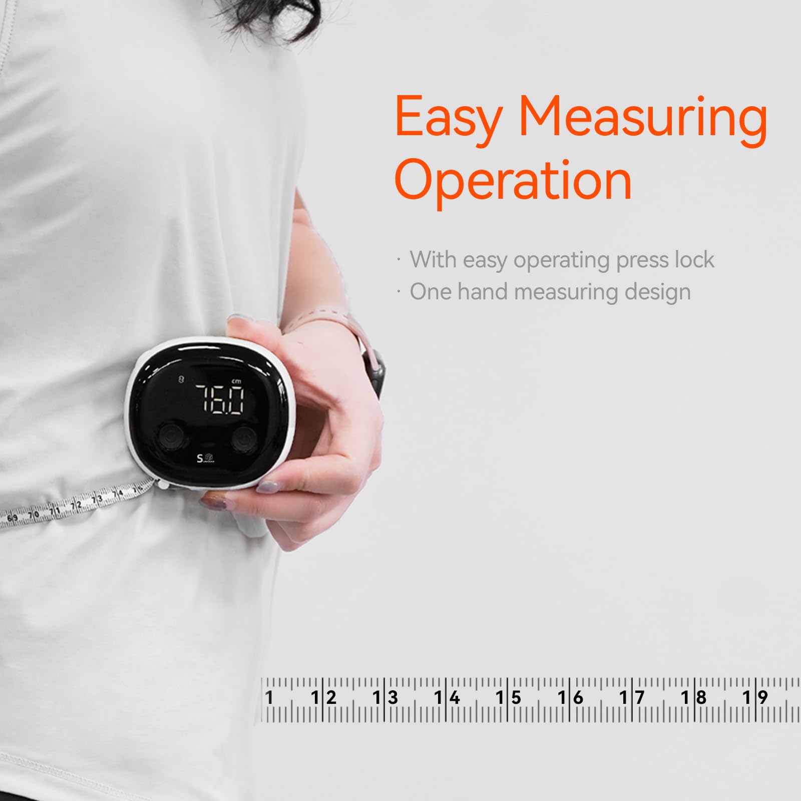 Large LCD readout on Body Tape Measure