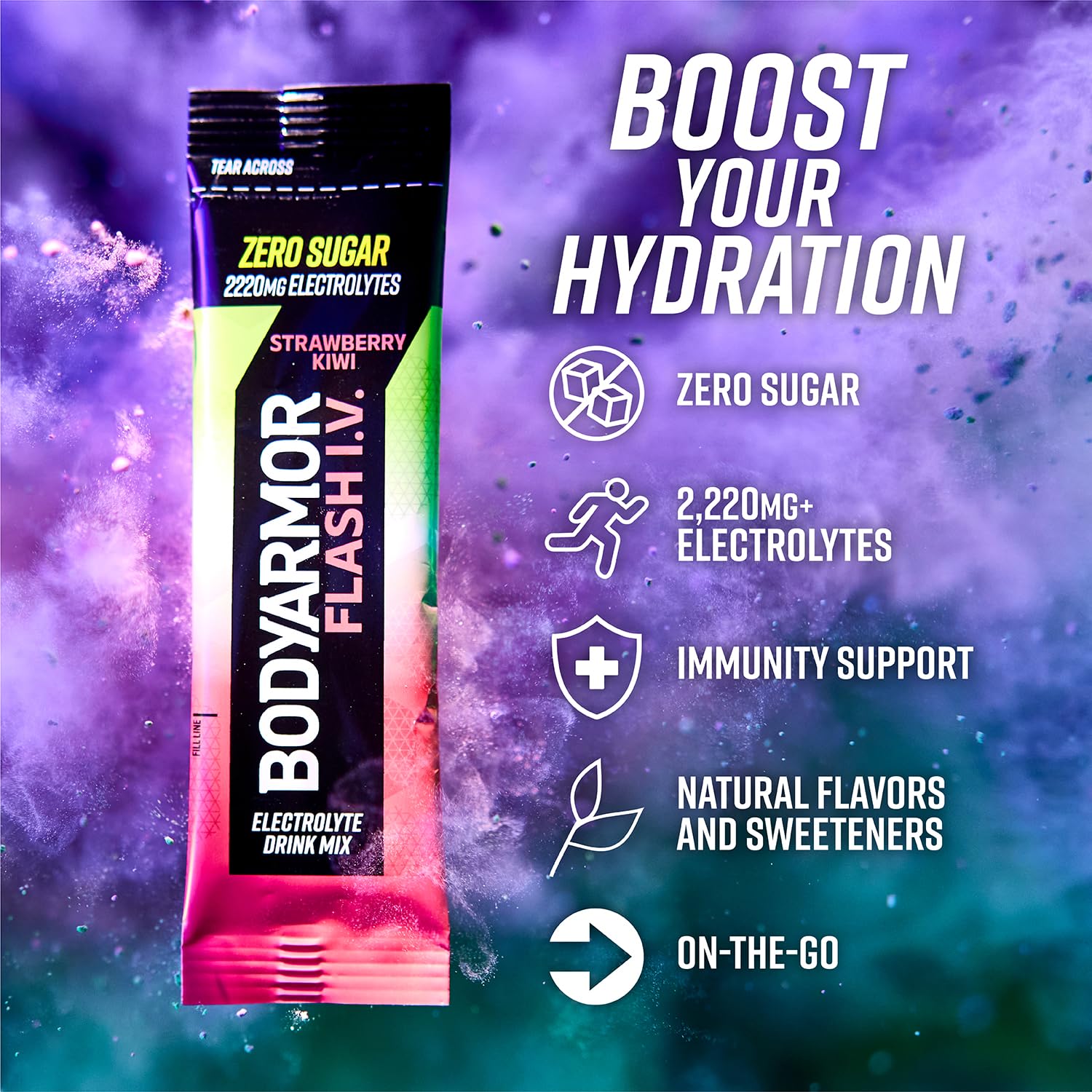 BodyArmor Flash IV electrolyte packets strawberry kiwi flavor image