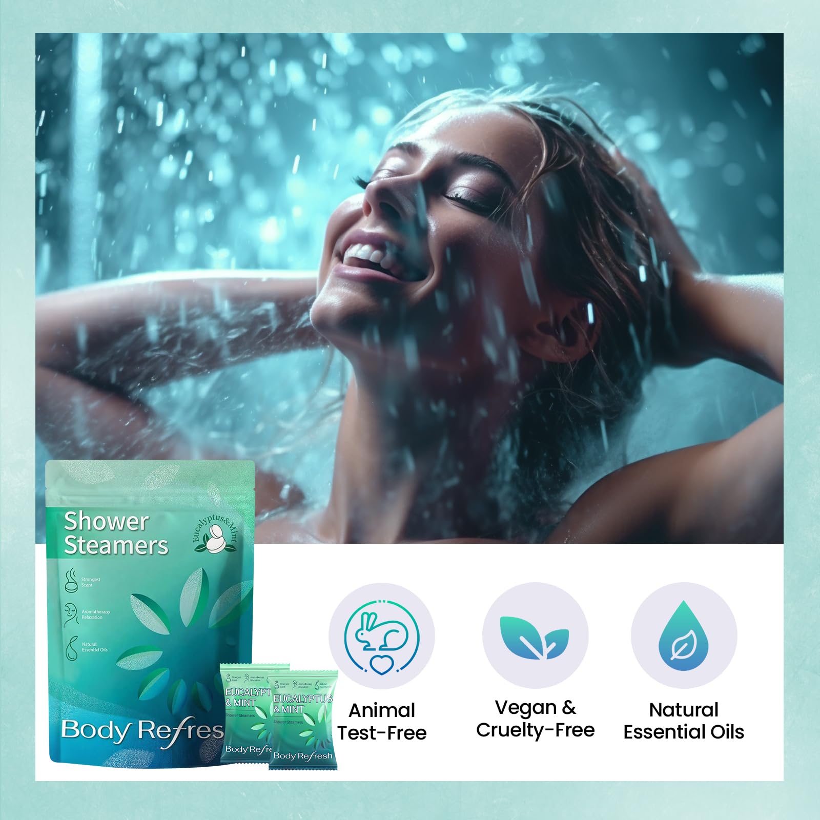 Eucalyptus Mint Scent BodyRefresh Shower Bombs 54 Pack