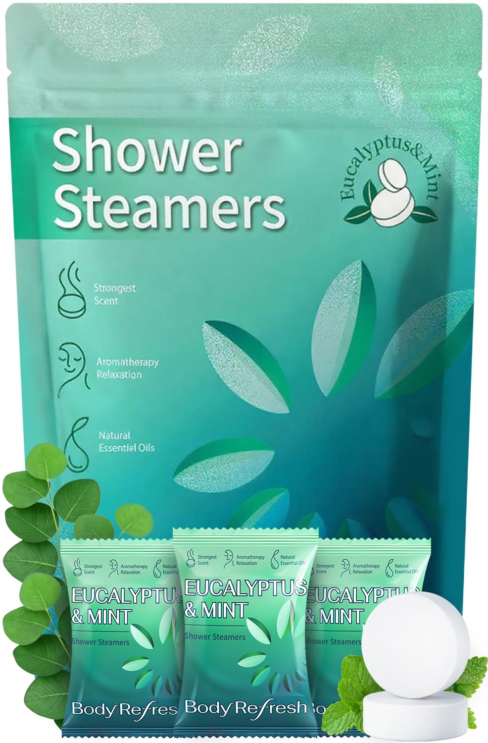 BodyRefresh Shower Steamers Aromatherapy 54 Count Pack of 3
