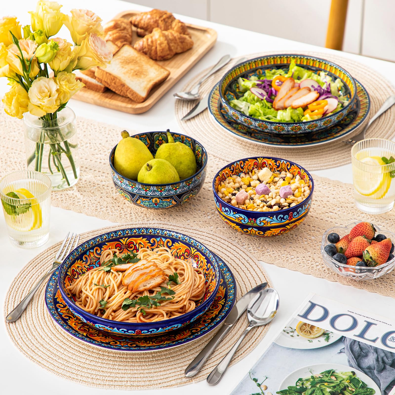 bohemian shallow bowls for kitchen display