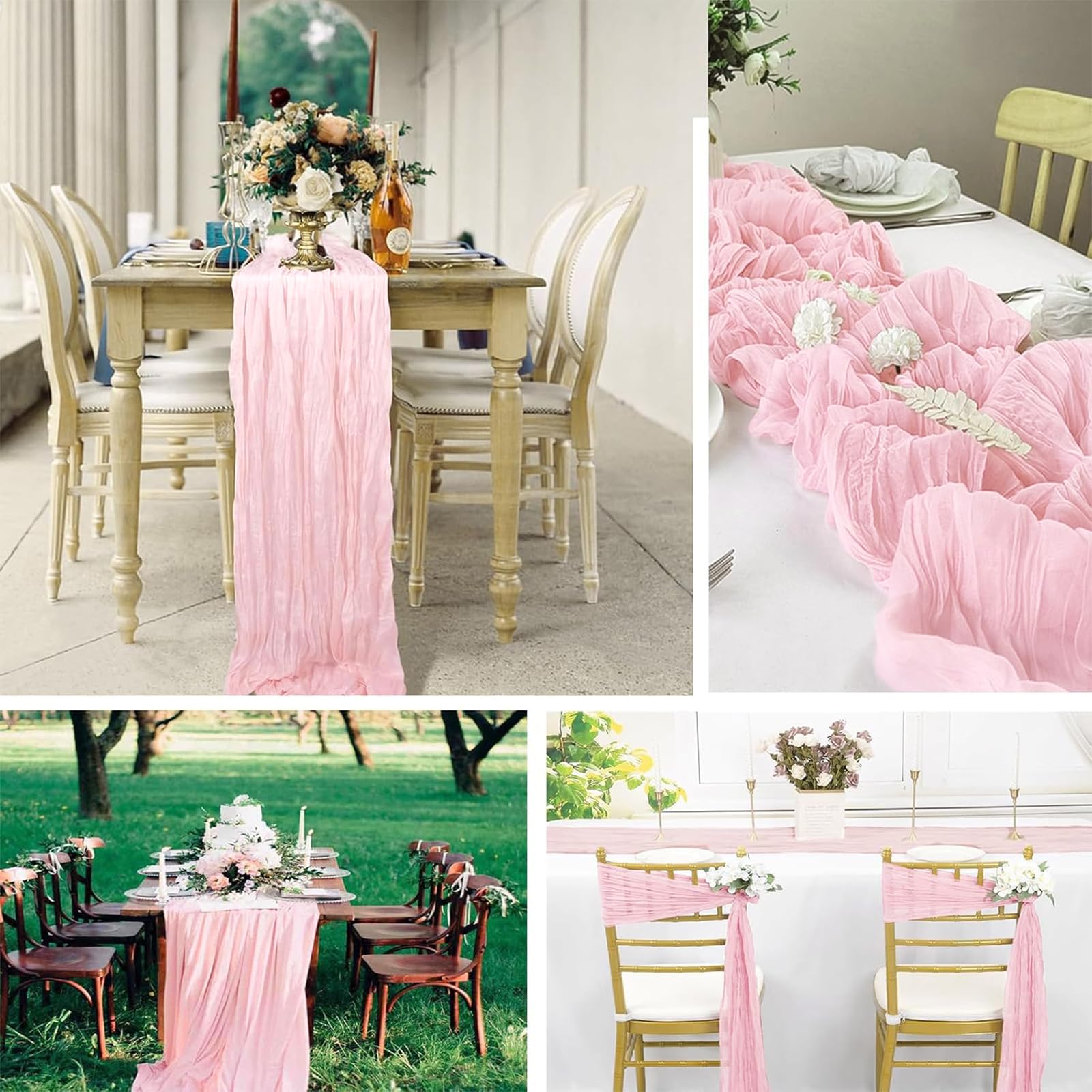 6 pack cheesecloth table runners light pink for events