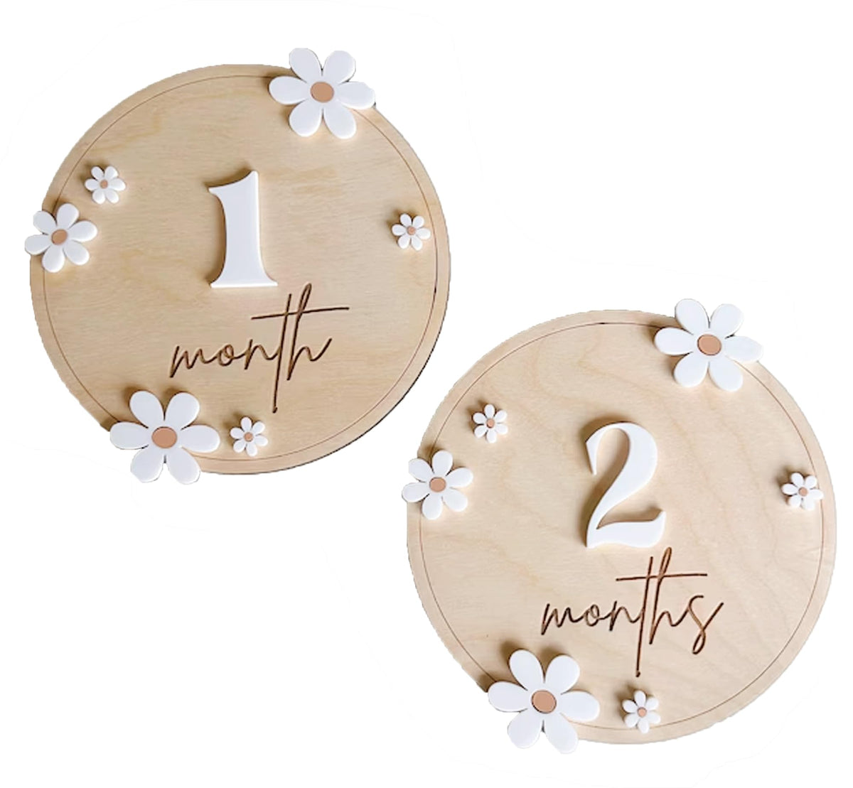 Boho Daisy Disc baby milestone set for monthly growth markers