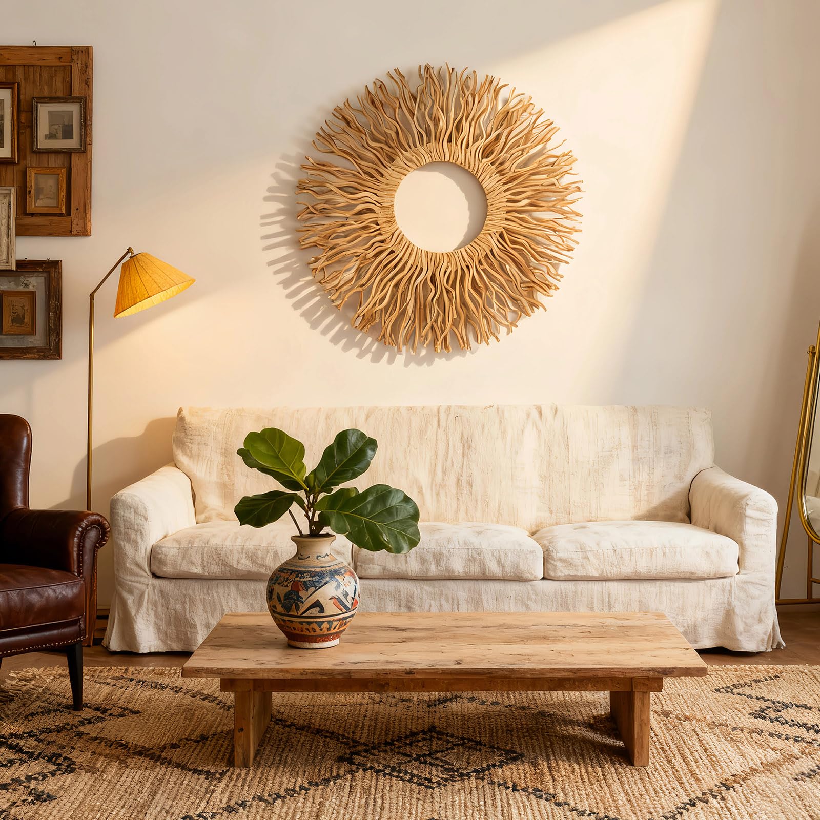 Boho farmhouse decor sunburst wall art for home BDJBXK