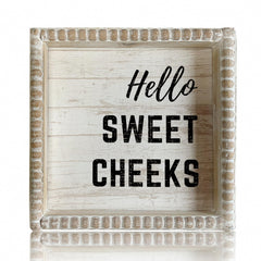 Boho Farmhouse wooden framed bathroom decor sign with rustic retro frame