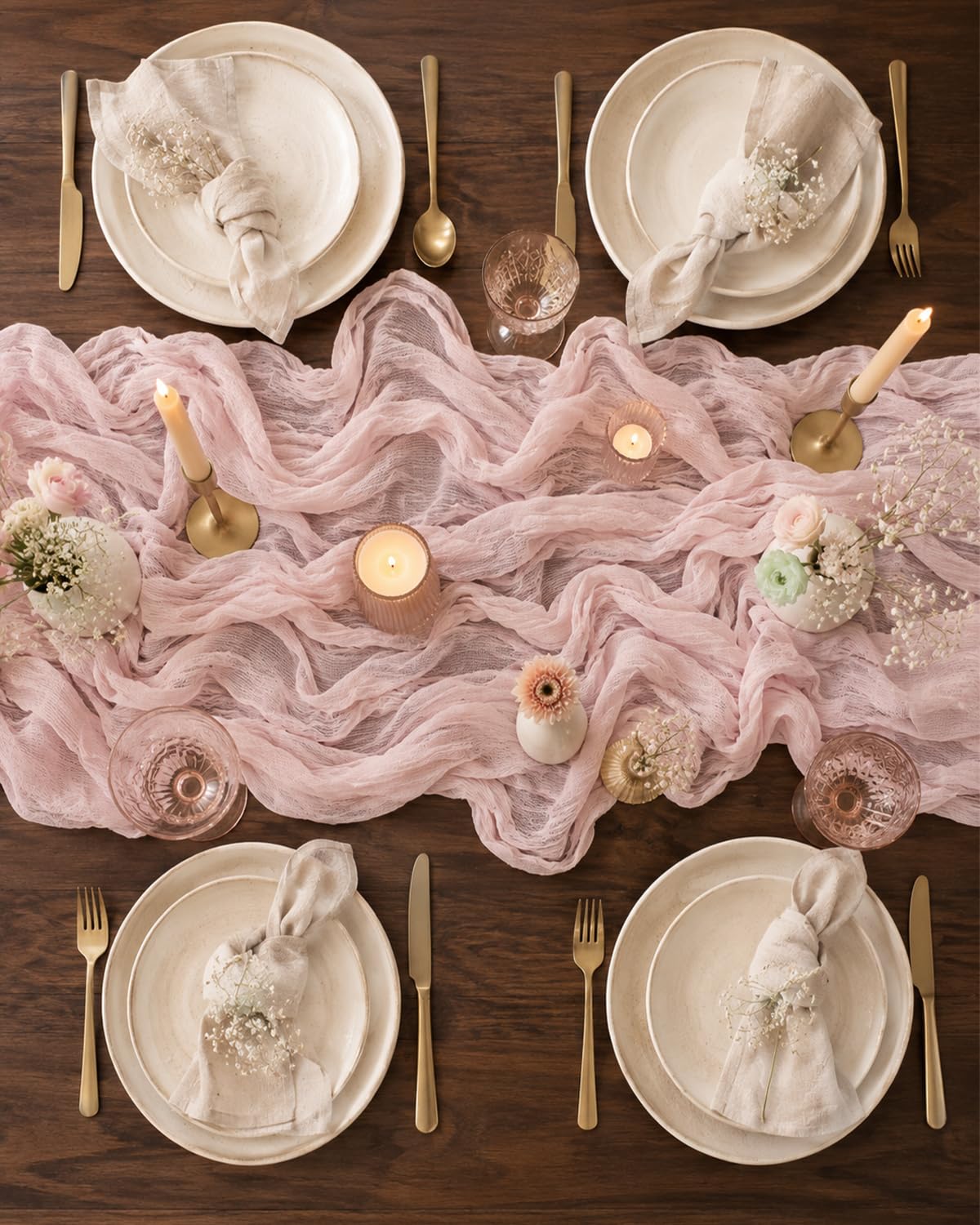 4 pack pink table runners for parties and events
