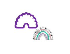 Boho Rainbow Cookie Cutter size 3.5w x 2.3h made with purple PLA plastic