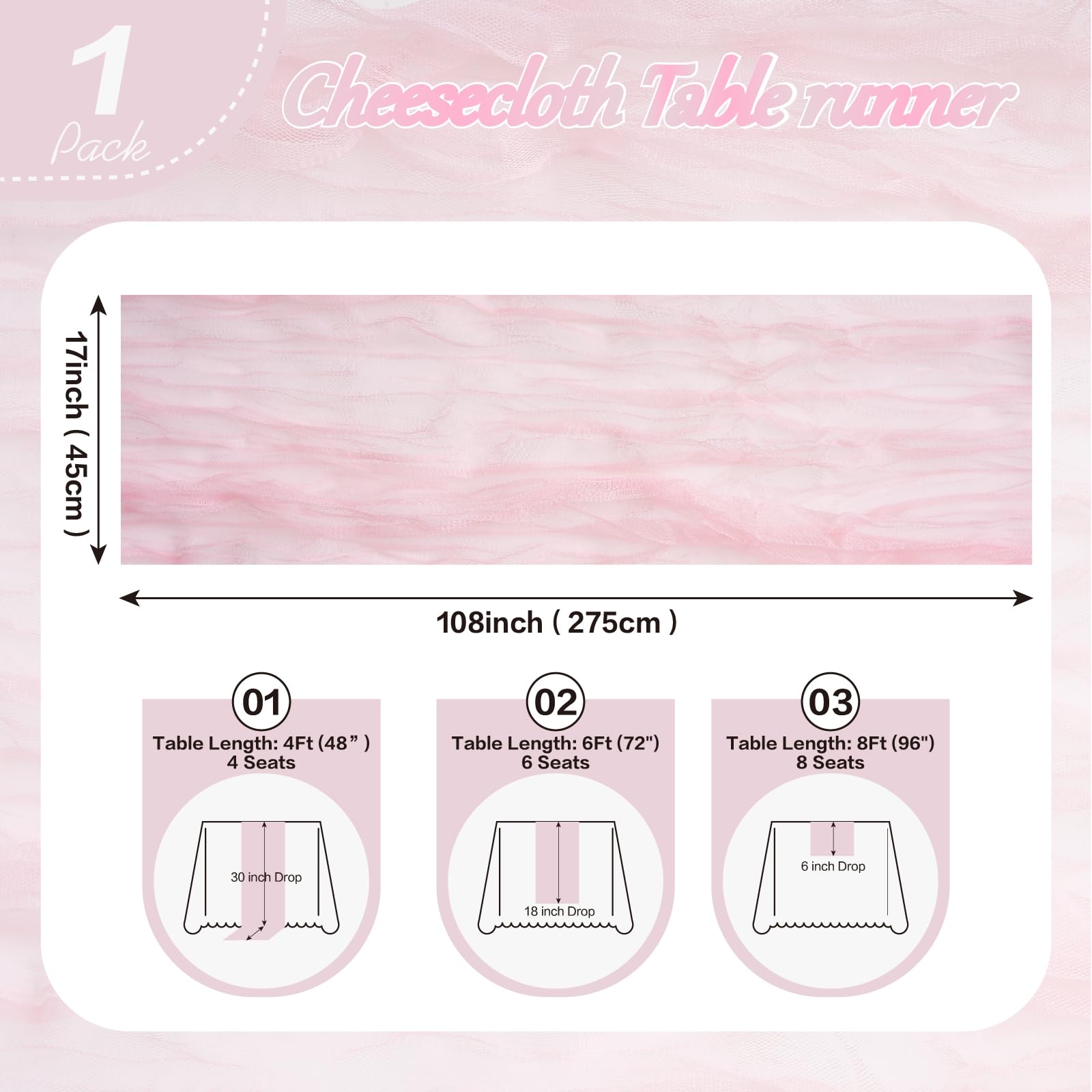 Soft rustic-elegant drape cheesecloth table runner