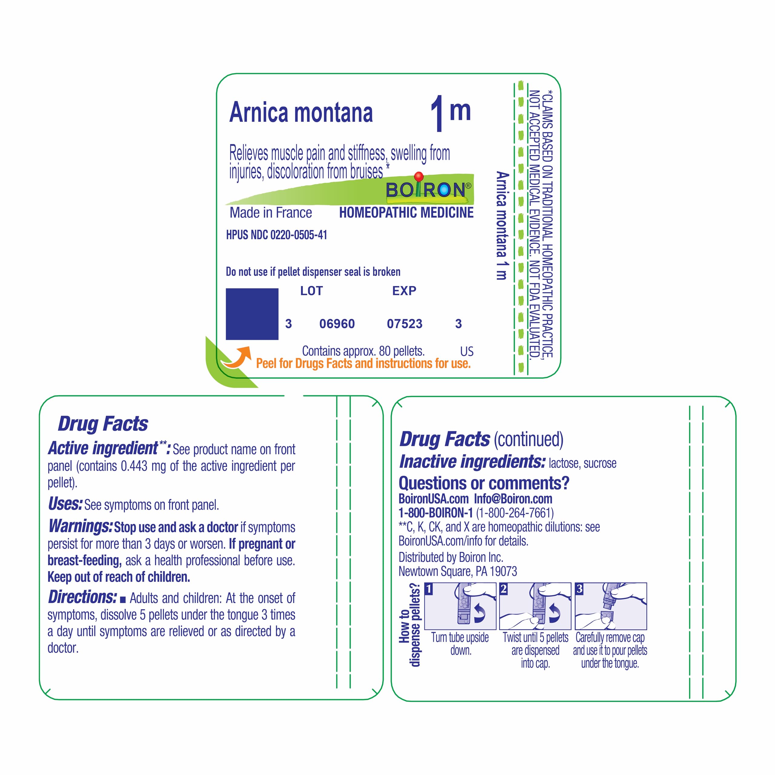 Arnica Montana 1M pellets tube close up