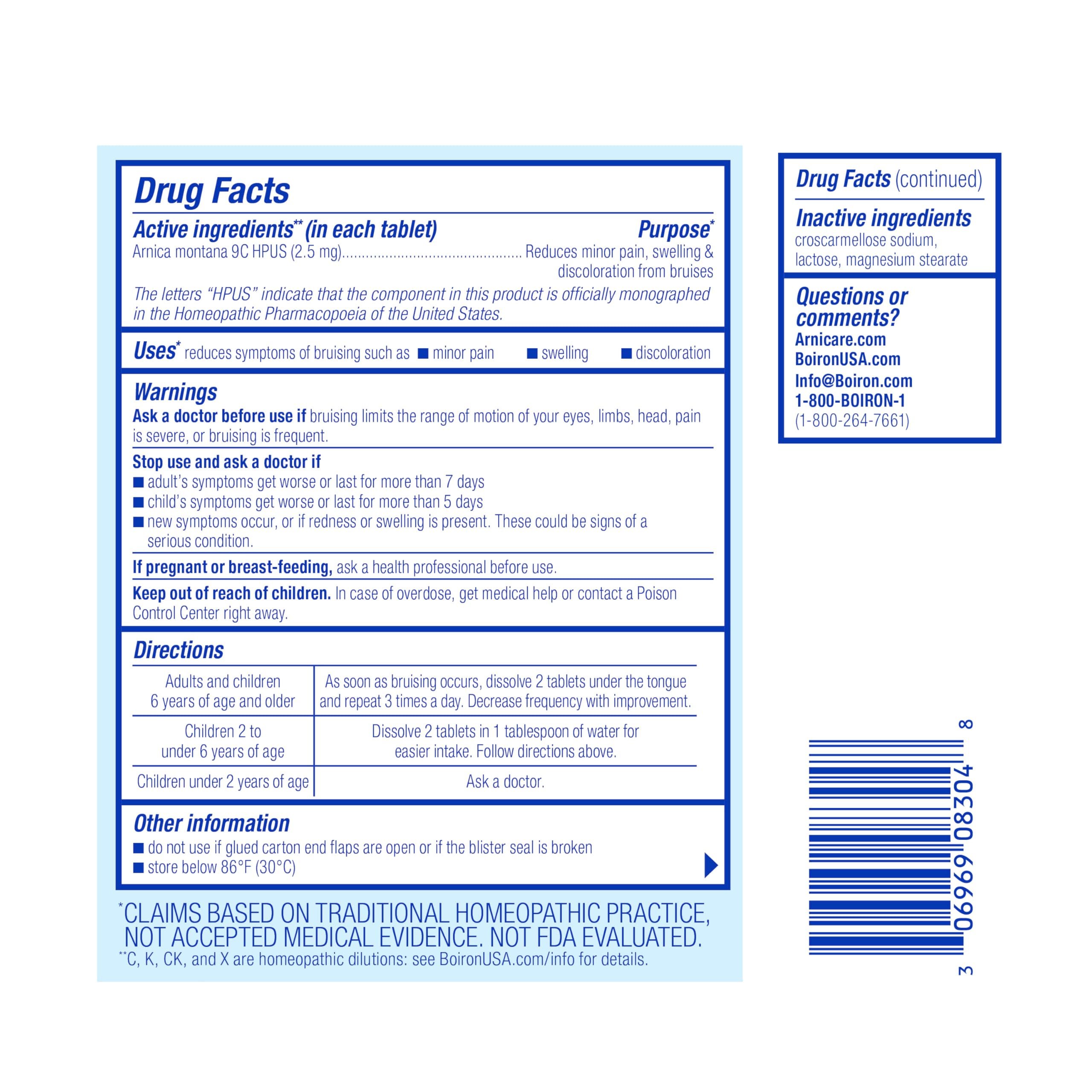 Arnicare Bruise Tablets for discoloration swelling and pain