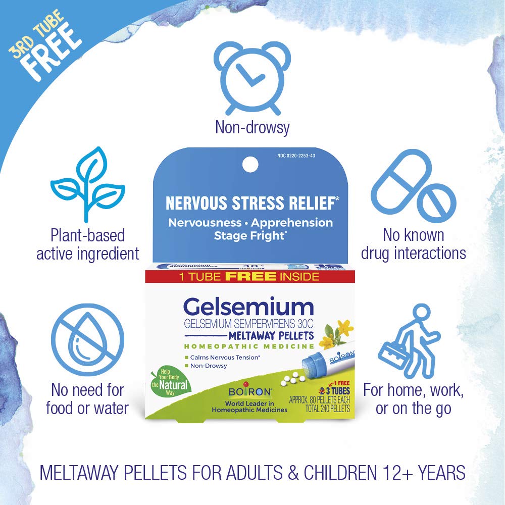 Adult and child use Gelsemium 30C pellets melts under tongue